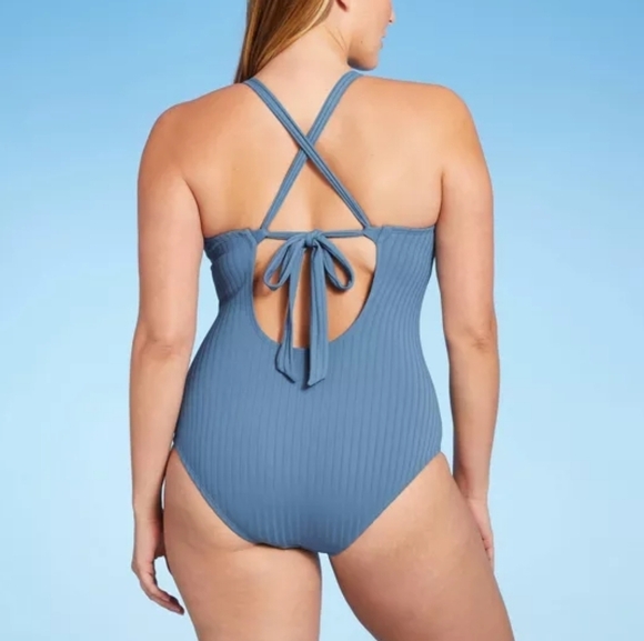 NWT Kona Sol Wide Ribbed Center Ring Medium Coverage One Piece Swimsuit XL - Picture 2 of 10